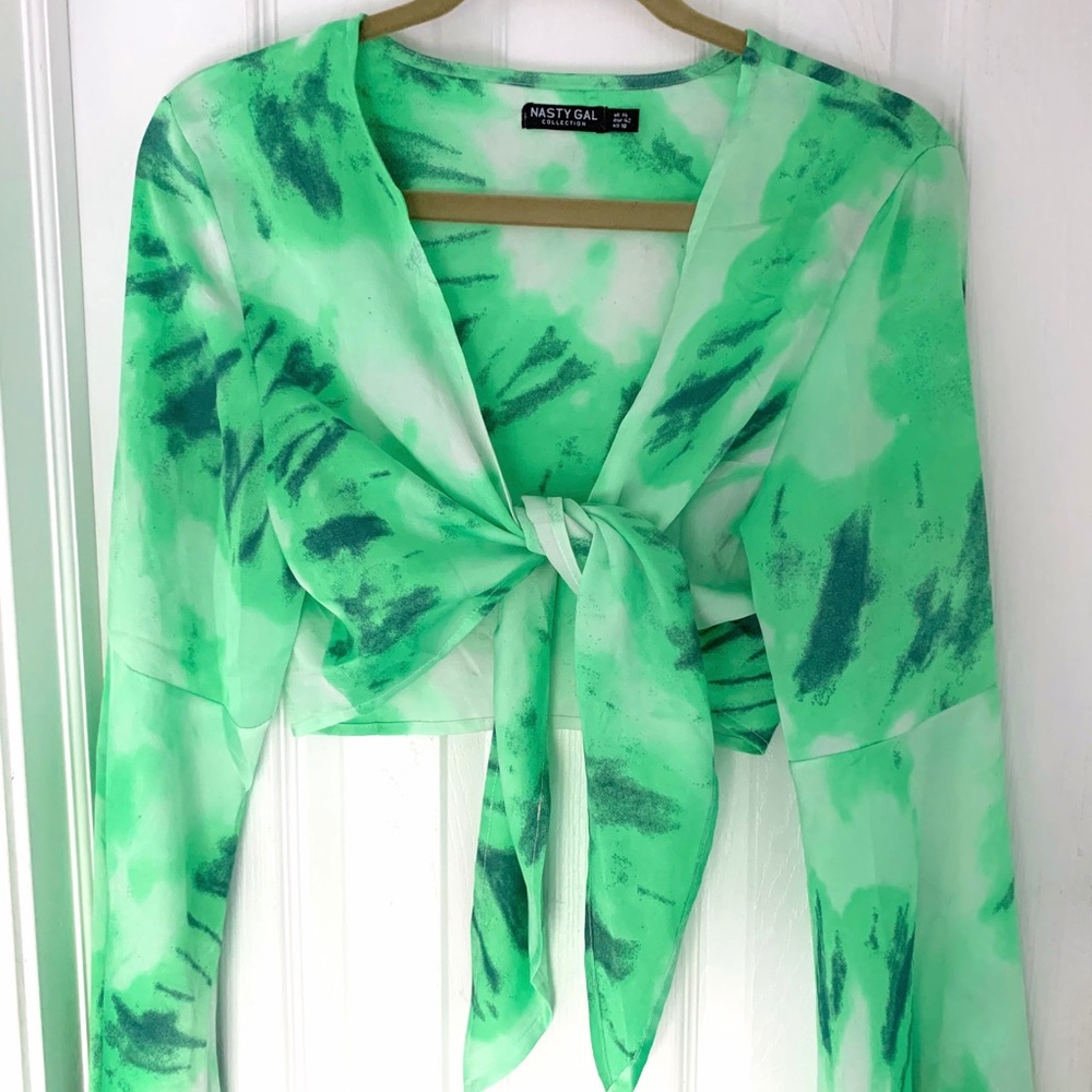 Nasty Gal Neon Tie-Up Blouse